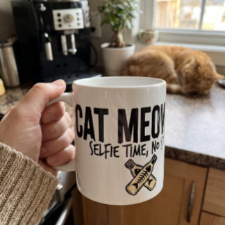 Katt Meowfia Textlogotyp - Rolig Stressfri Kattäls Kaffemugg