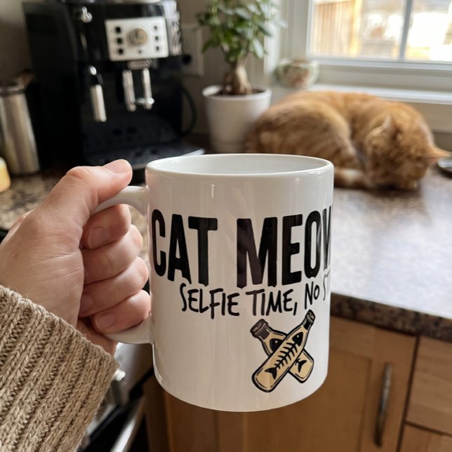 Katt Meowfia Textlogotyp - Rolig Stressfri Kattäls Kaffemugg (Skapare uppladdad)