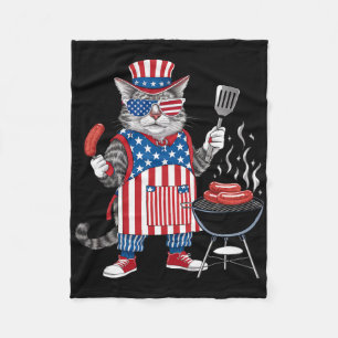 Katt Meowica 4 juli katt amerikansk flagga katt ma Fleecefilt