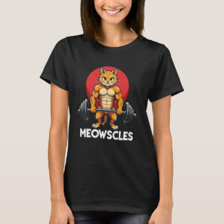 Katt Meowscles Gym Tyngdlyftning Katter Gym Tränin T Shirt