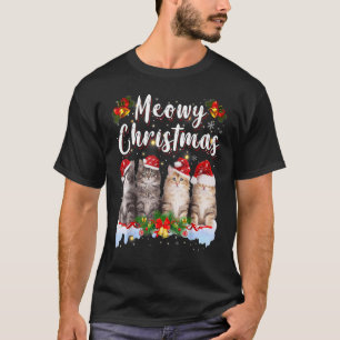 Katt Meowy Familj Matchande Jul Pyjamas Santa T Shirt