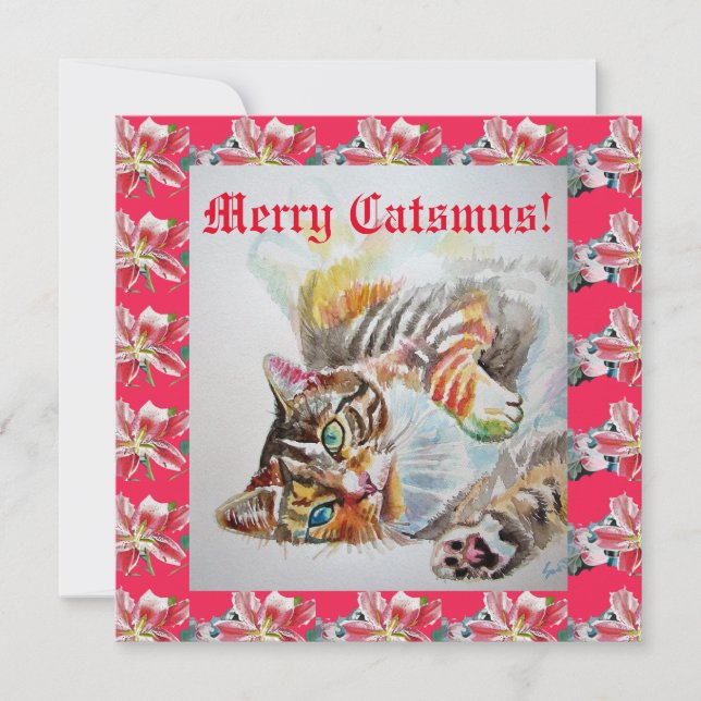 Katt Merry Catsmas - julkort Kort (Framsida)