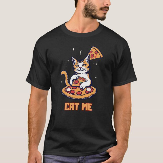 Katt mig katter och pizza älskare t shirt (Framsida)