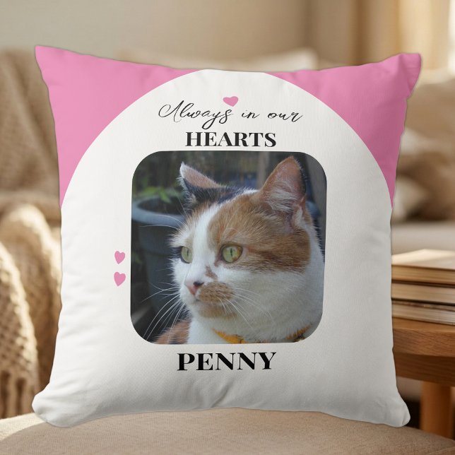 Katt minnessaker husdjur 2 bilder minnesmärke rosa kudde (Skapare uppladdad)