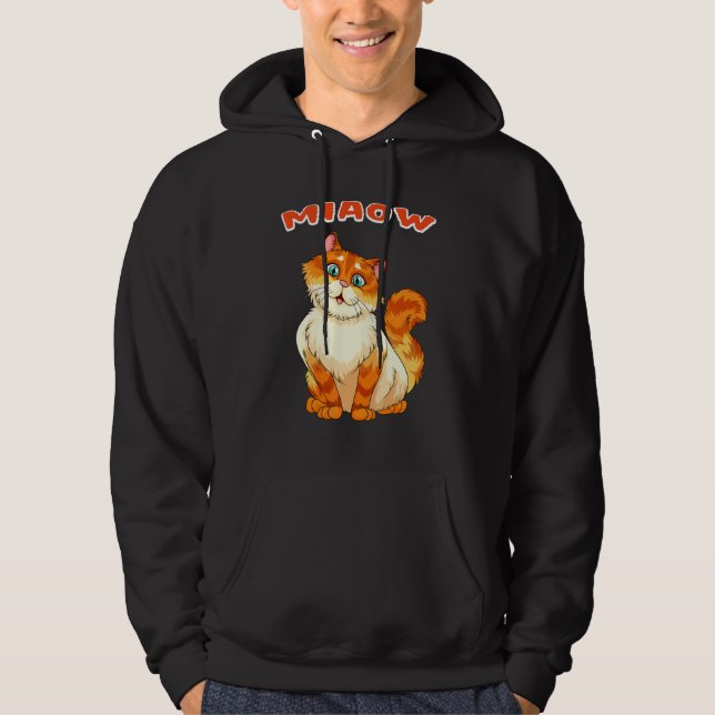 Katt Mjao Katt Hoodie (Framsida)