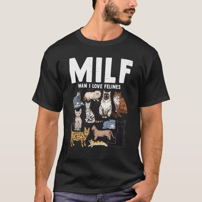 Katt  Moget Man Kärlek Kattdjur T Shirt (Framsida)