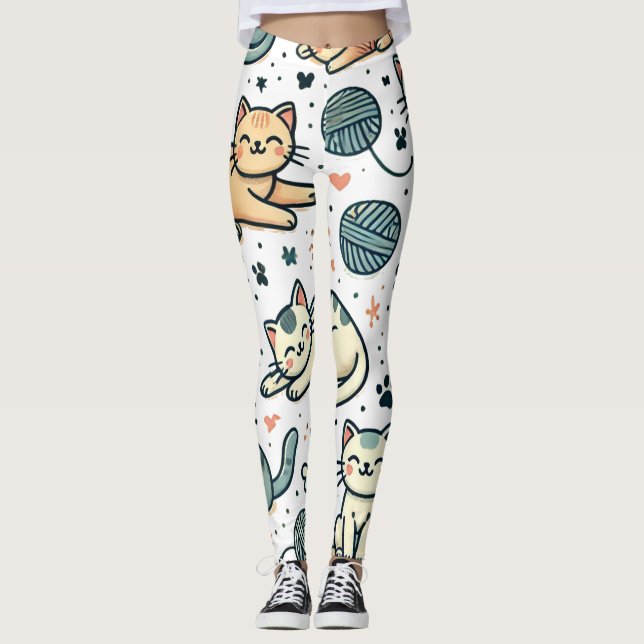 Katt Mönster-beningar för kattlovers Leggings (Framsida)