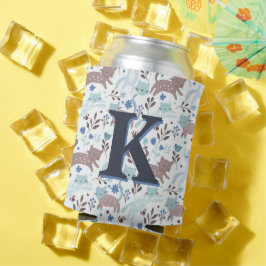 Katt Mönster, blå Grått-monogram