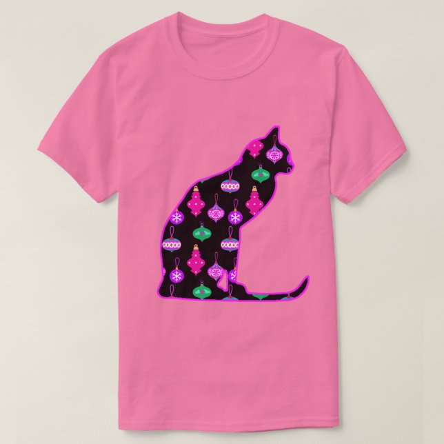 Katt Mönster i julprydnadsföremål T Shirt (Design framsida)