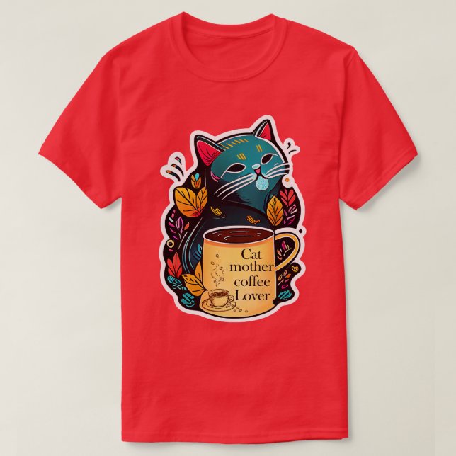 Katt mor kaffe älskare 125 t shirt (Design framsida)