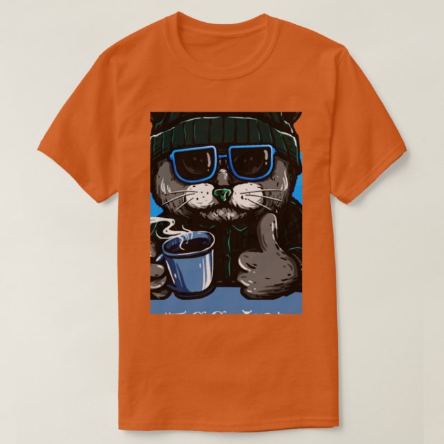 Katt mor kaffe älskare 13 t shirt (Design framsida)