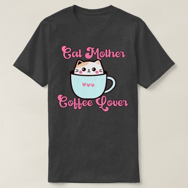 Katt mor kaffe älskare 229 t shirt (Design framsida)