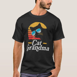 Katt Mormor Vintage Åttiotal Stil Sol Katt Retro S T Shirt