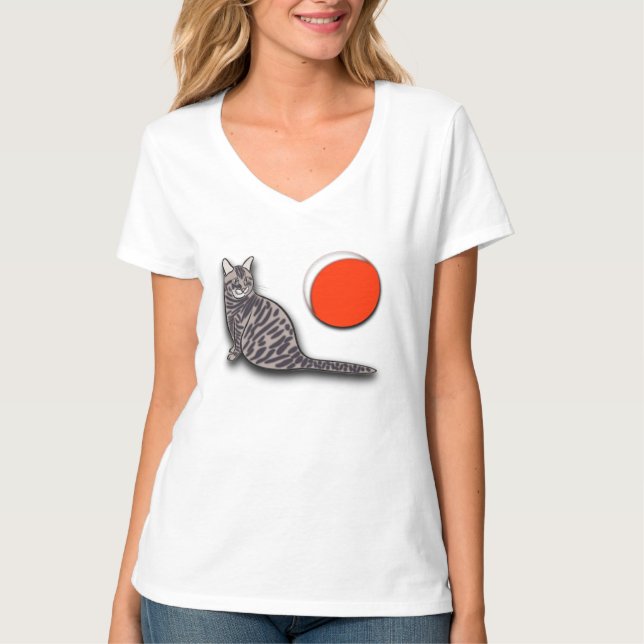 Katt Möter hela månen T Shirt (Framsida)