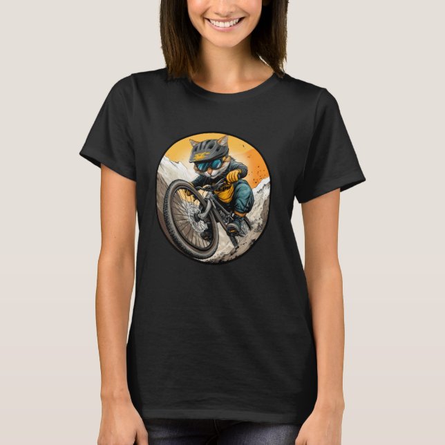 Katt motorcyklist  cykel katt t shirt (Framsida)