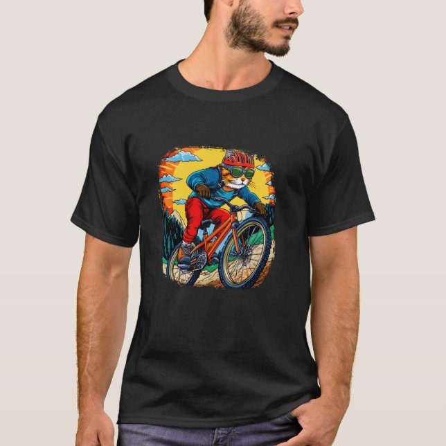 Katt Motorcyklist T Shirt (Framsida)