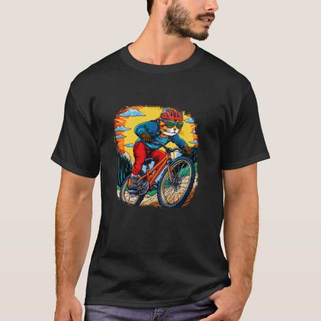 Katt Motorcyklist T Shirt (Framsida)