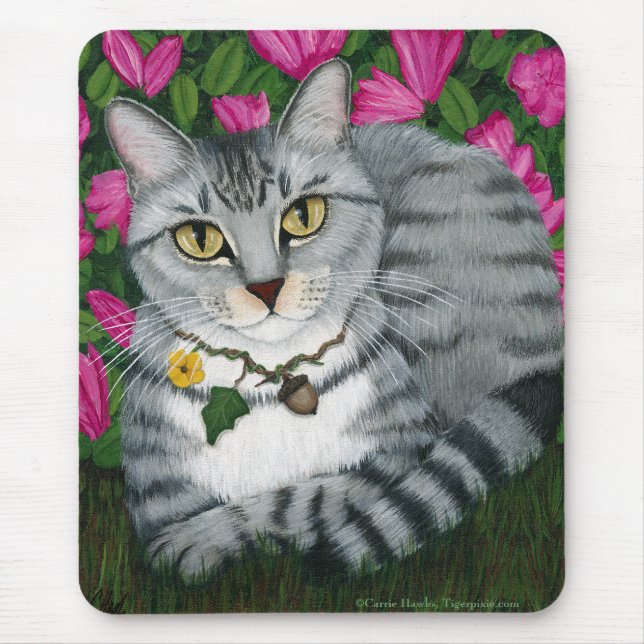 Katt Mousepad för silvertabby kattträdgård Musmatta (Framsidan)