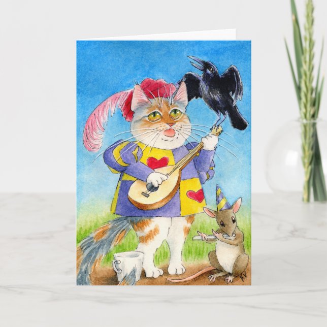 Katt-, mus- och kråka Valentindagskort Helgkort (Framsida)