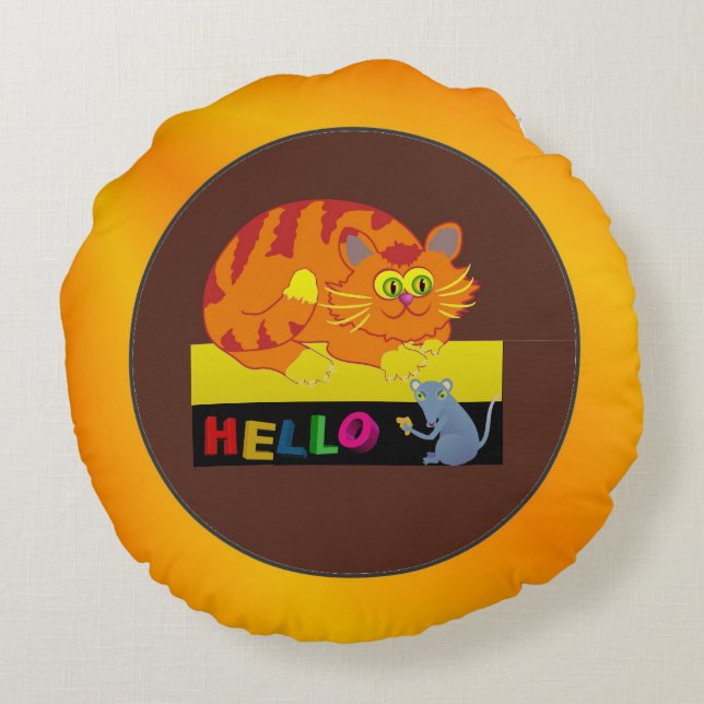 Katt & mus rund kudde (Baksidan)