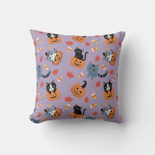 Katt 'N Pumpkins Halloween Mugg Kudde (Framsida)