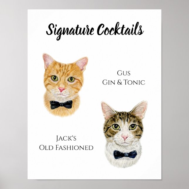 Katt Namnteckning Dryckskylt Poster (Framsidan)
