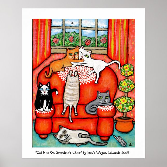 Katt Nap på farmors stol Poster (Framsidan)