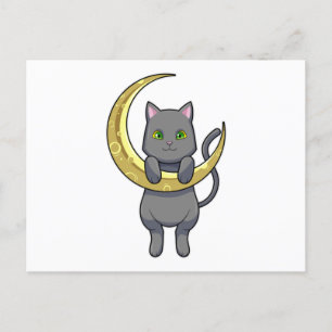 Katt Natt Måne Vykort