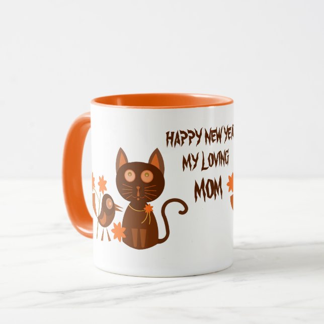 KATT NYÅRSMUGG SOM GÅVA TILL MAMMA MUGG (Framsida vänster)