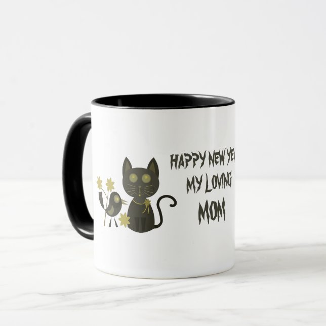 KATT NYÅRSMUGGE SOM GÅVA TILL KÄRLEK MAMMA MUGG (Framsida vänster)