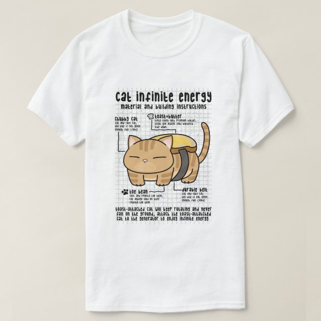 Katt, oändlig energiknapp, toast t shirt (Design framsida)