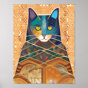 Katt- och acolyte-abstrakt moroccan mosaic poster