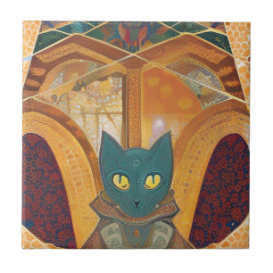 Katt- och acolytmosaikmosaik abstrakt moroccan del kakelplatta