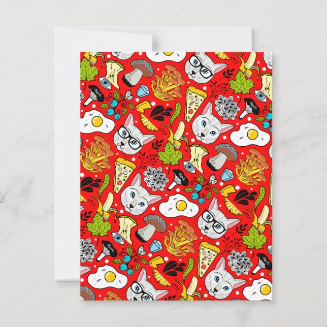 Katt och ägg på rött (Framsida)