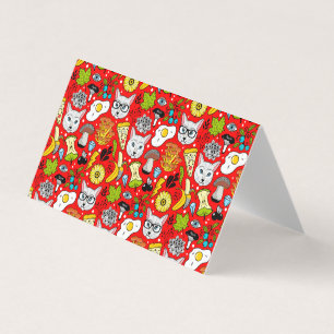 Katt och ägg på rött kort