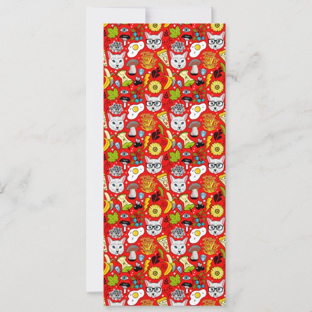 Katt och ägg på rött spara datumet (Framsida)