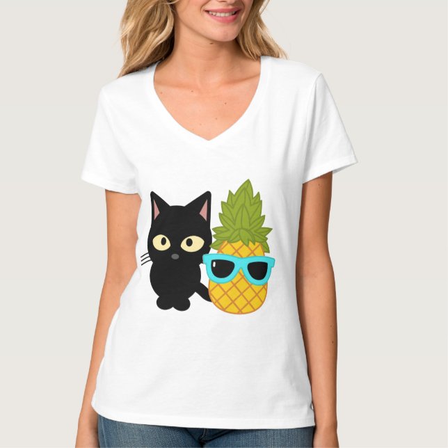 Katt och ananas är bästa vänner t shirt (Framsida)