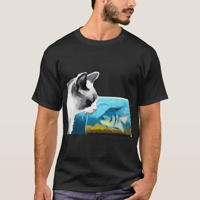 Katt och ängel fisk t shirt (Framsida)