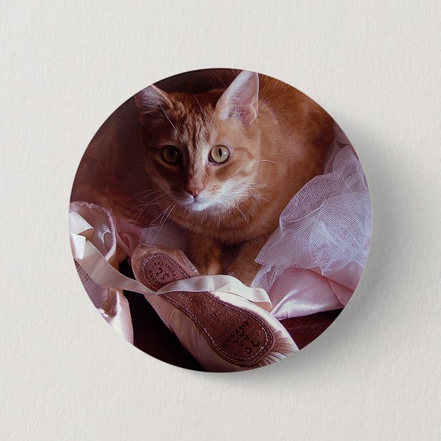 Katt och Ballet Tofflor Knapp (Framsida)