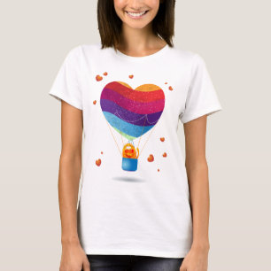 Katt och ballon i Kärlek T Shirt