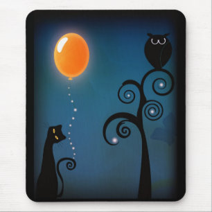 Katt och ballong musmatta