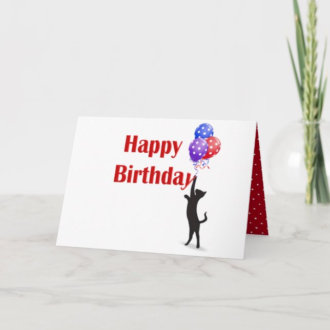 Katt och ballonger från grattis på födelsedagen kort (Framsida)
