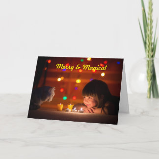 Katt och Barn, jul Hälsning Helgkort