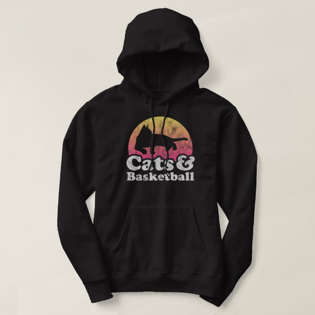Katt och basketboll Manar eller Women Cat och Bask Hoodie (Design framsida)