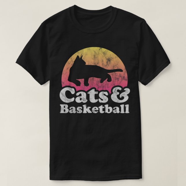 Katt och basketboll Manar eller Women Cat och Bask T Shirt (Design framsida)