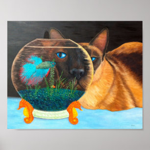 Katt och bettafisk från Siamese Poster