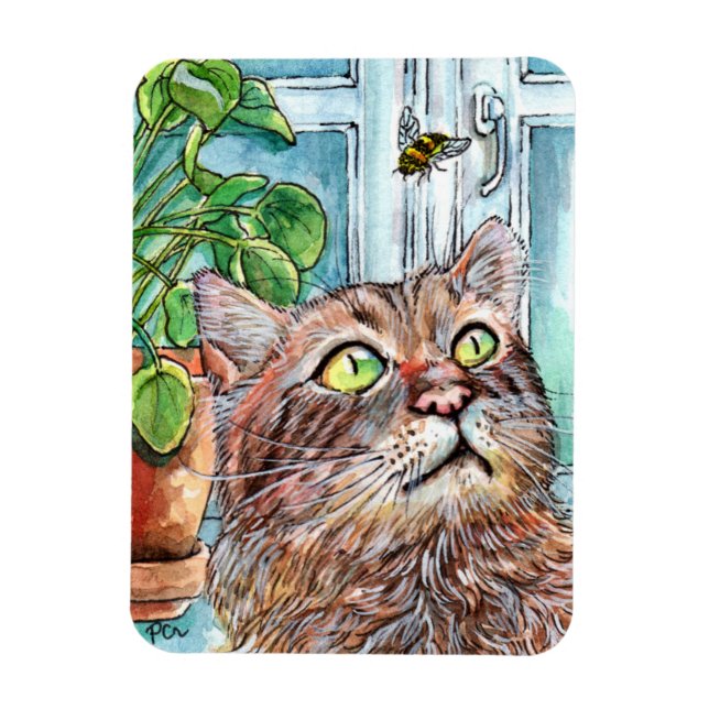 Katt och bi magnet (Vertikal)