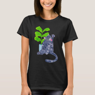 Katt och blomma t shirt