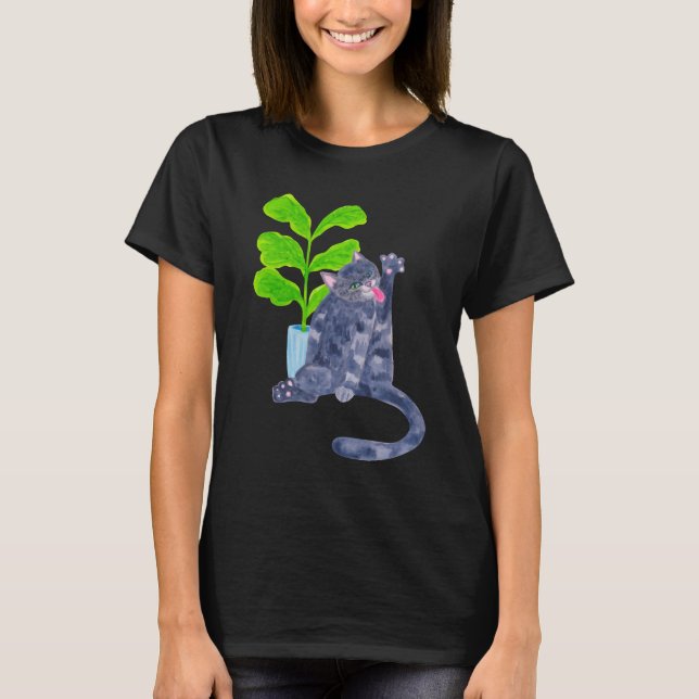 Katt och blomma t shirt (Framsida)