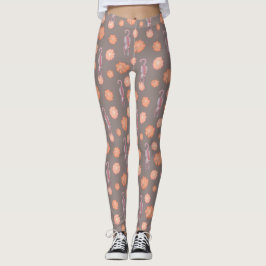 Katt- och blommadamasker leggings